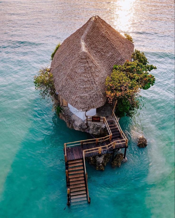 Overwater bungalow deck in Zanzibar